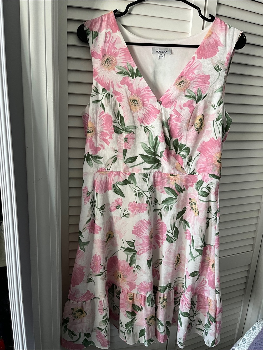White Dress with Pink Floral Print